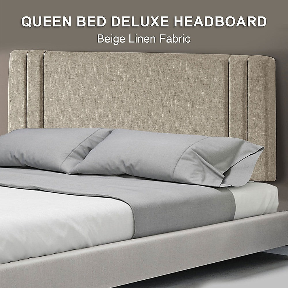 Billilingra Linen Bed Head, Beige Queen