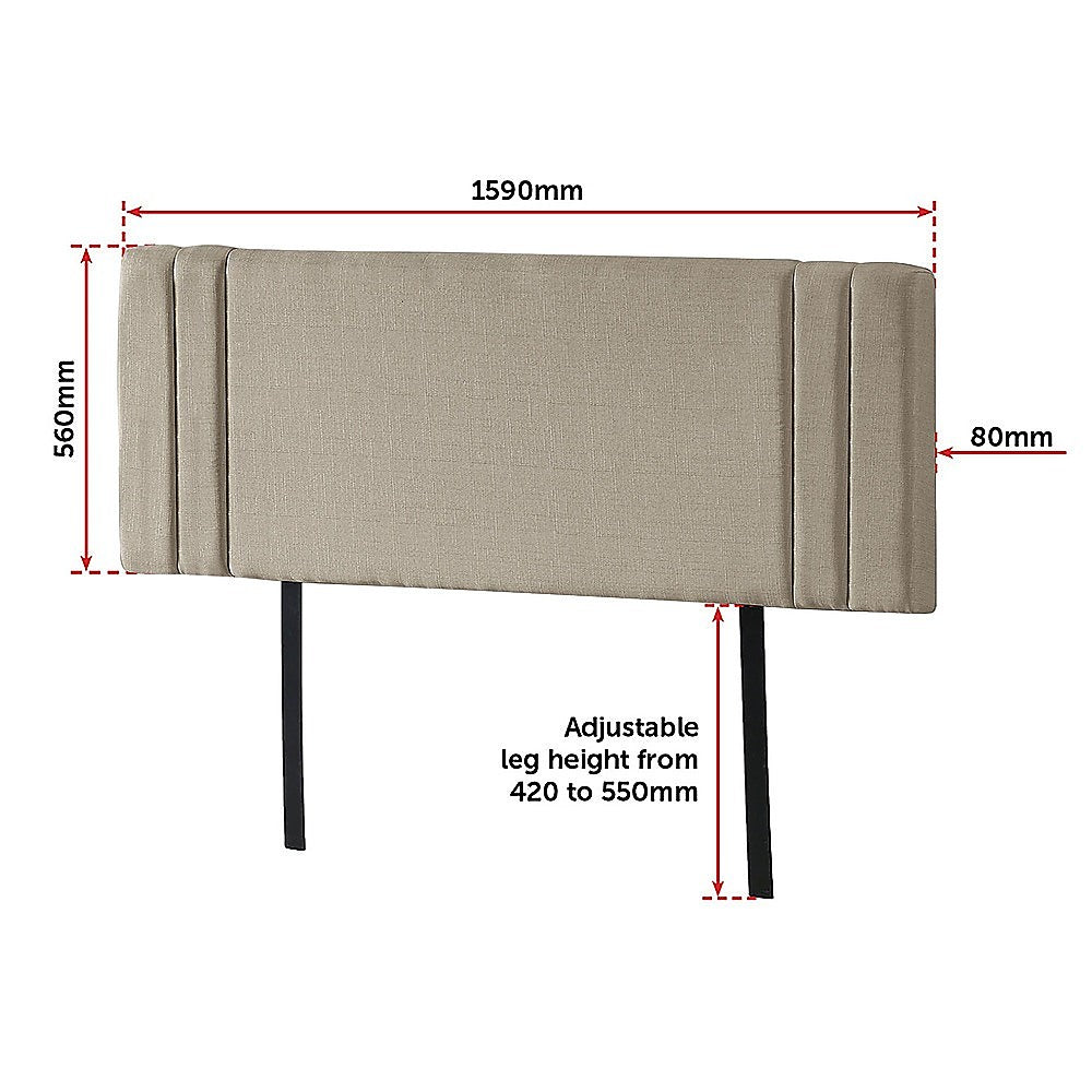 Billilingra Linen Bed Head, Beige Queen