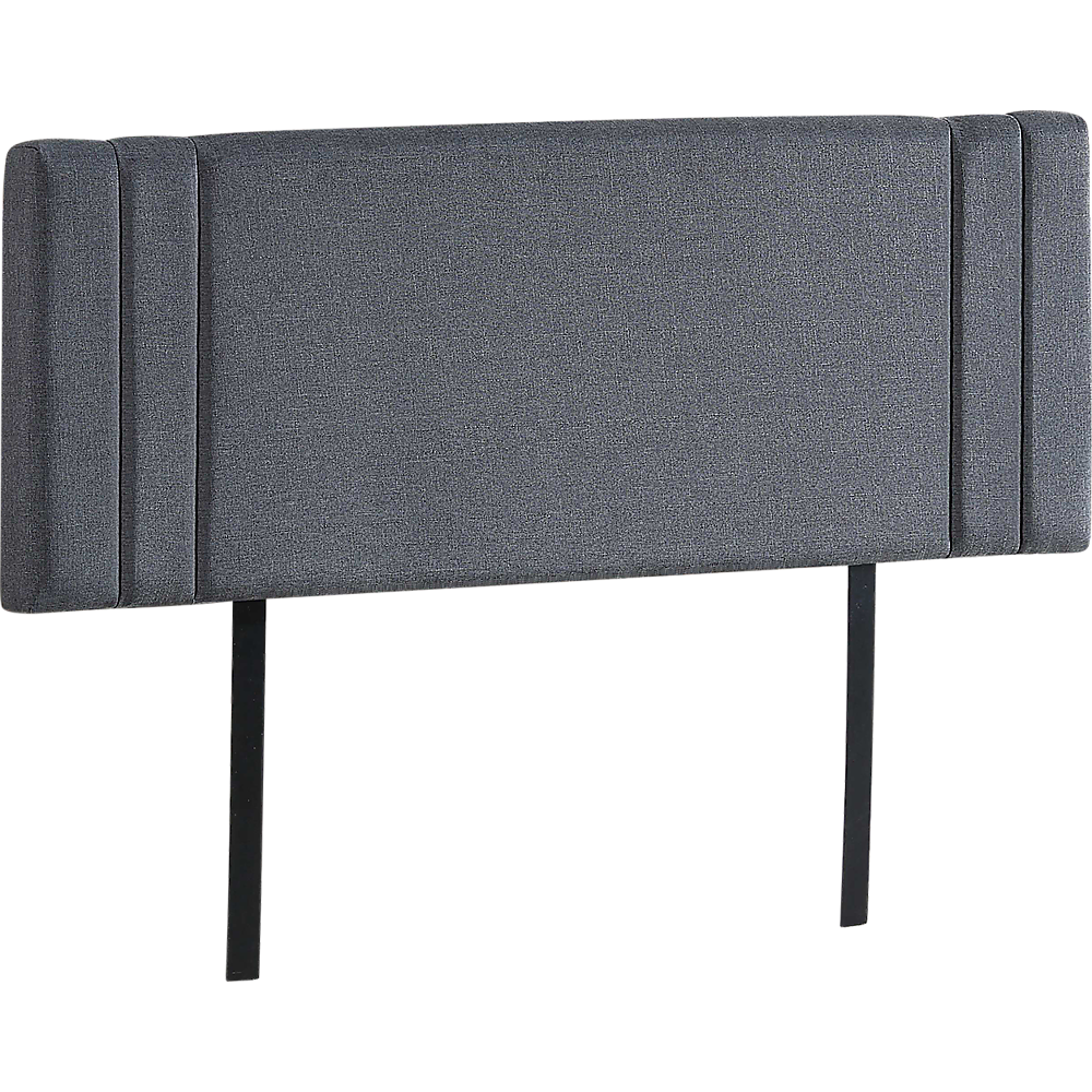 Billilingra grey linen bed head in a modern bedroom