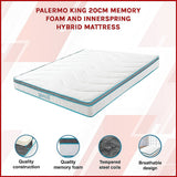 Medium firm hybrid memory foam and innerspring mattress, 20cm king