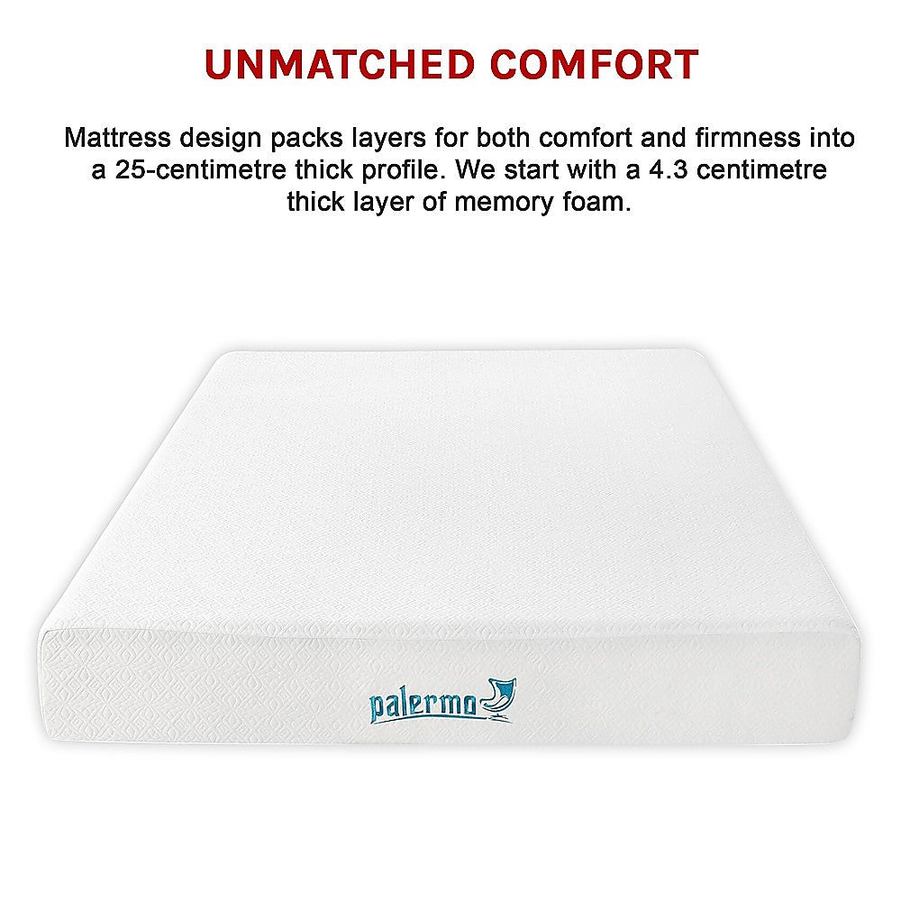Medium firm gel memory foam mattress, 25cm queen