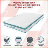 Medium firm memory foam hybrid mattress, 20cm double