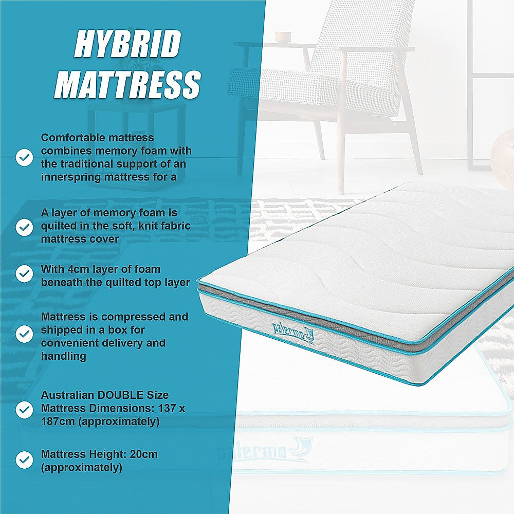 Medium firm memory foam hybrid mattress, 20cm double