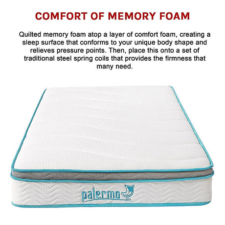 Medium firm memory foam hybrid mattress, 20cm king single
