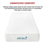 Medium firm gel memory foam mattress, 25cm single