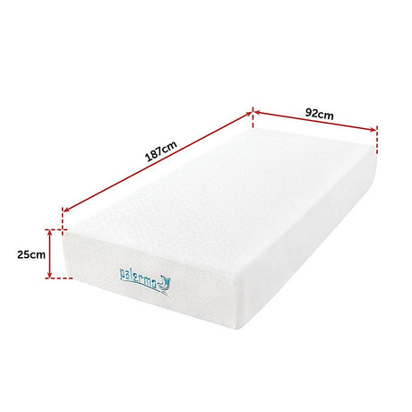 Medium firm gel memory foam mattress, 25cm single