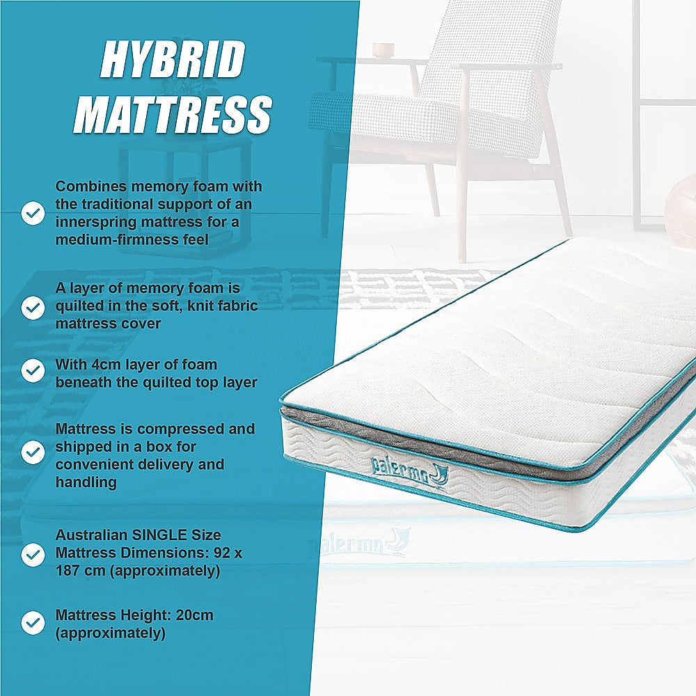 Medium Firm Memory Foam Hybrid Mattress, 20cm Single