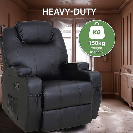 Trentham Massage Sofa Recliner, Black