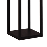 Black wooden three tier shelf floor lamp with off white shade