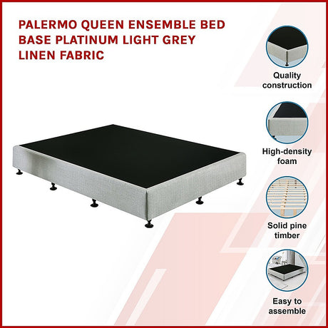 Palermo Queen Bed Base in Light Grey
