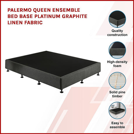 Palermo Queen Ensemble Bed Base - Platinum Graphite