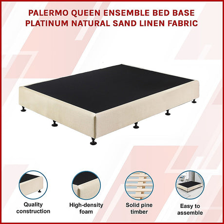 Palermo Queen Ensemble Bed Base - Platinum Natural Sand