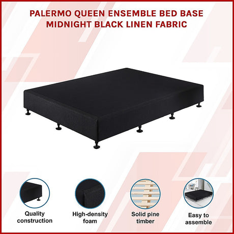 Palermo Queen Ensemble Bed Base - Midnight Black