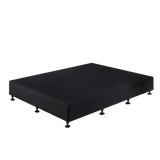 Palermo midnight black linen bed base showing solid pine construction — Allure Home Collections