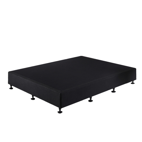 Palermo midnight black linen bed base showing solid pine construction — Allure Home Collections