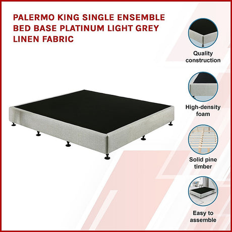 Capri King Single Ensemble Bed Base, Light Grey