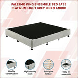 Capri King Ensemble Bed Base, Light Grey