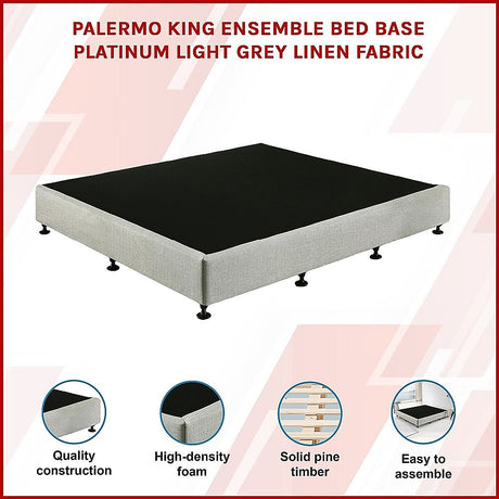 Capri King Ensemble Bed Base, Light Grey