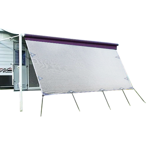 Brac caravan privacy screen side shade 4.3m mesh panel on 15ft roll out awning at campsite