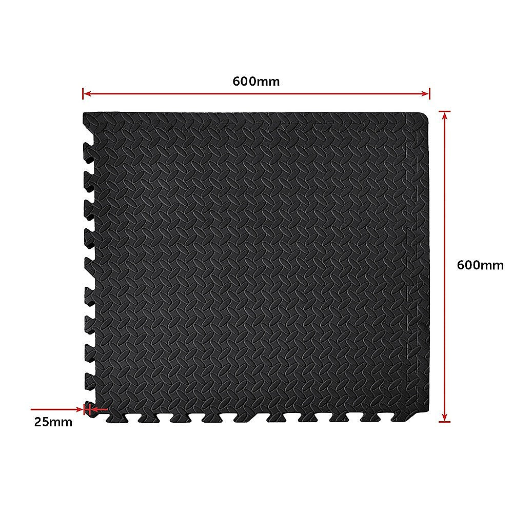 Marchena EVA Gym Floor Mats, 60 x 60cm, 25mm, Black, 12pcs