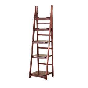Beverley 5 tier wooden ladder shelf stand against a wall