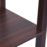 Dark brown three tier shelf floor lamp with off white shade