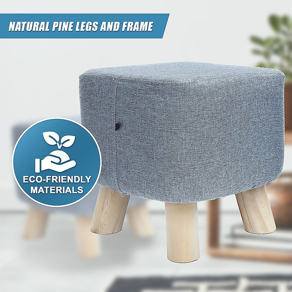 Randy Travis Machinery Grey Fabric Ottoman
