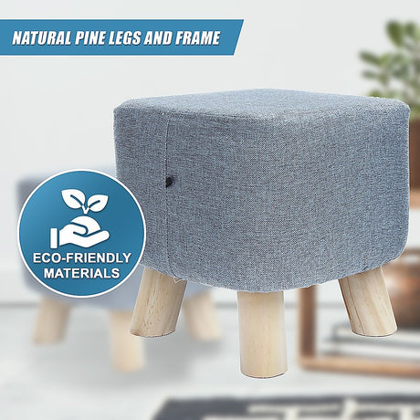 Randy Travis Machinery Grey Fabric Ottoman