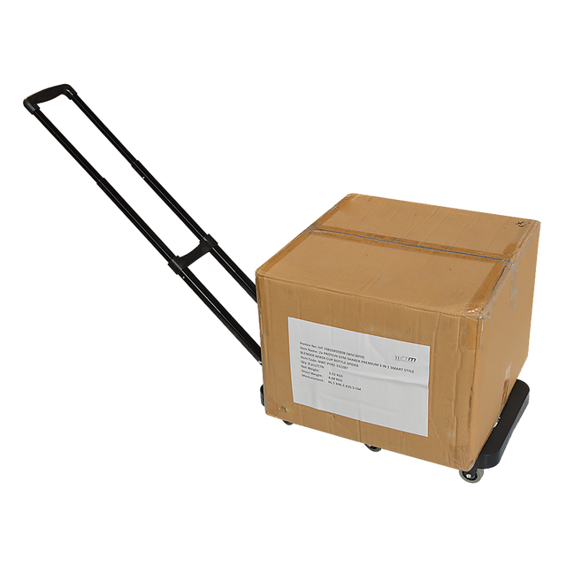 Foldable flatbed hand trolley cart in black