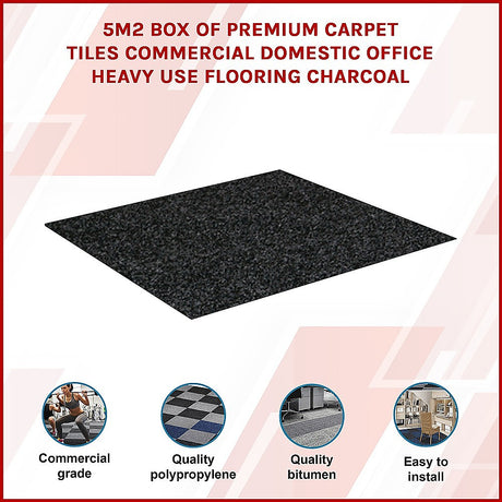 Grazalema Carpet Tiles, 50 x 50cm, Charcoal, 20pcs