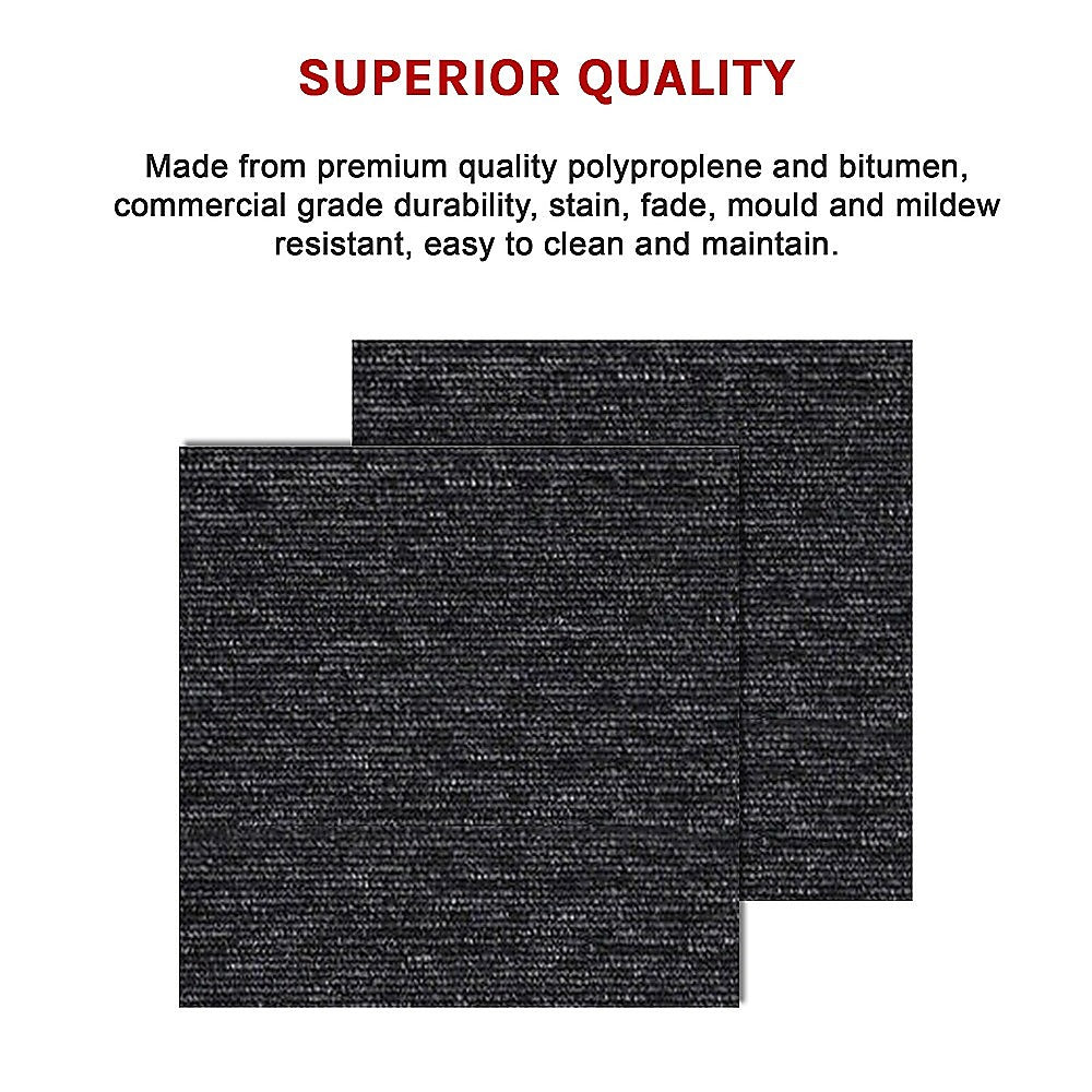 Grazalema Carpet Tiles, 50 x 50cm, Charcoal, 20pcs