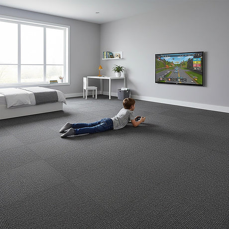 Grazalema Carpet Tiles, 50 x 50cm, Charcoal, 20pcs