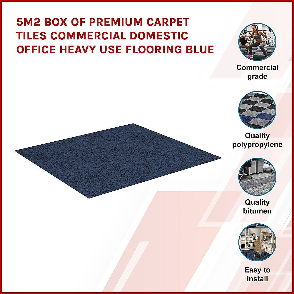 Grazalema Carpet Tiles, 50 x 50cm, Blue, 20pcs