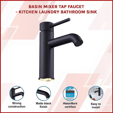 Basin Mixer Tap, Matte Black