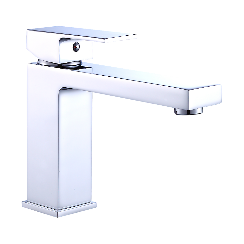 Solid brass modern basin mixer tap in polished chrome