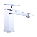 Solid brass modern basin mixer tap in polished chrome