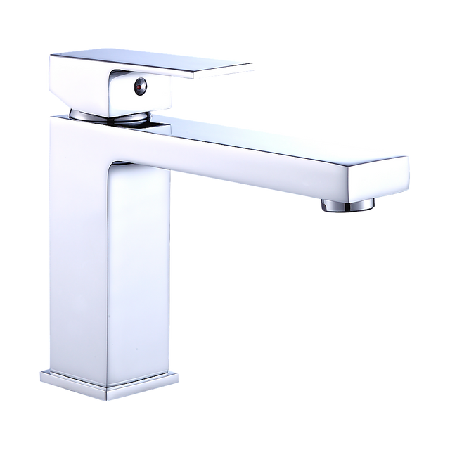 Solid brass modern basin mixer tap in polished chrome