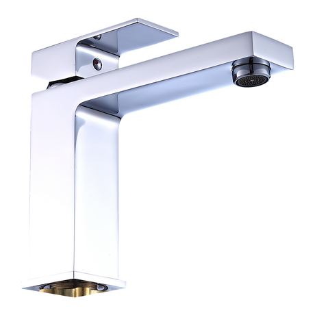 Solid brass modern basin mixer tap in polished chrome