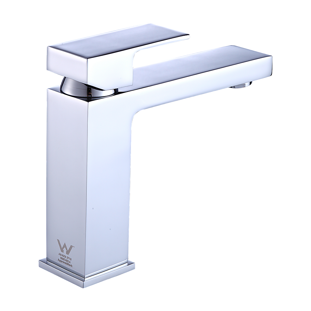 Solid brass modern basin mixer tap in polished chrome