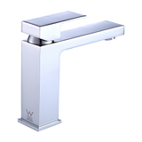 Solid brass modern basin mixer tap in polished chrome