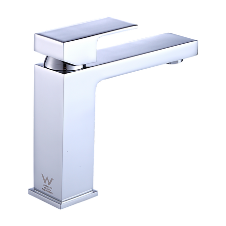 Solid brass modern basin mixer tap in polished chrome