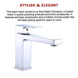 Solid brass modern basin mixer tap in polished chrome