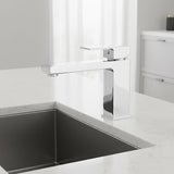 Solid brass modern basin mixer tap in polished chrome