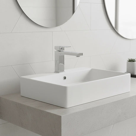 Solid brass modern basin mixer tap in polished chrome