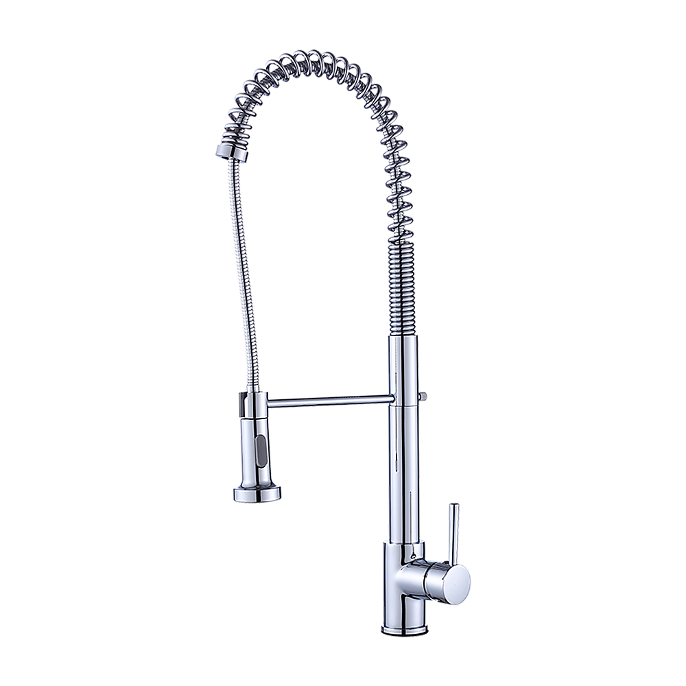 Solid brass pull out kitchen mixer tap in chrome