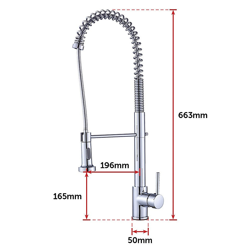 Solid brass pull out kitchen mixer tap in chrome