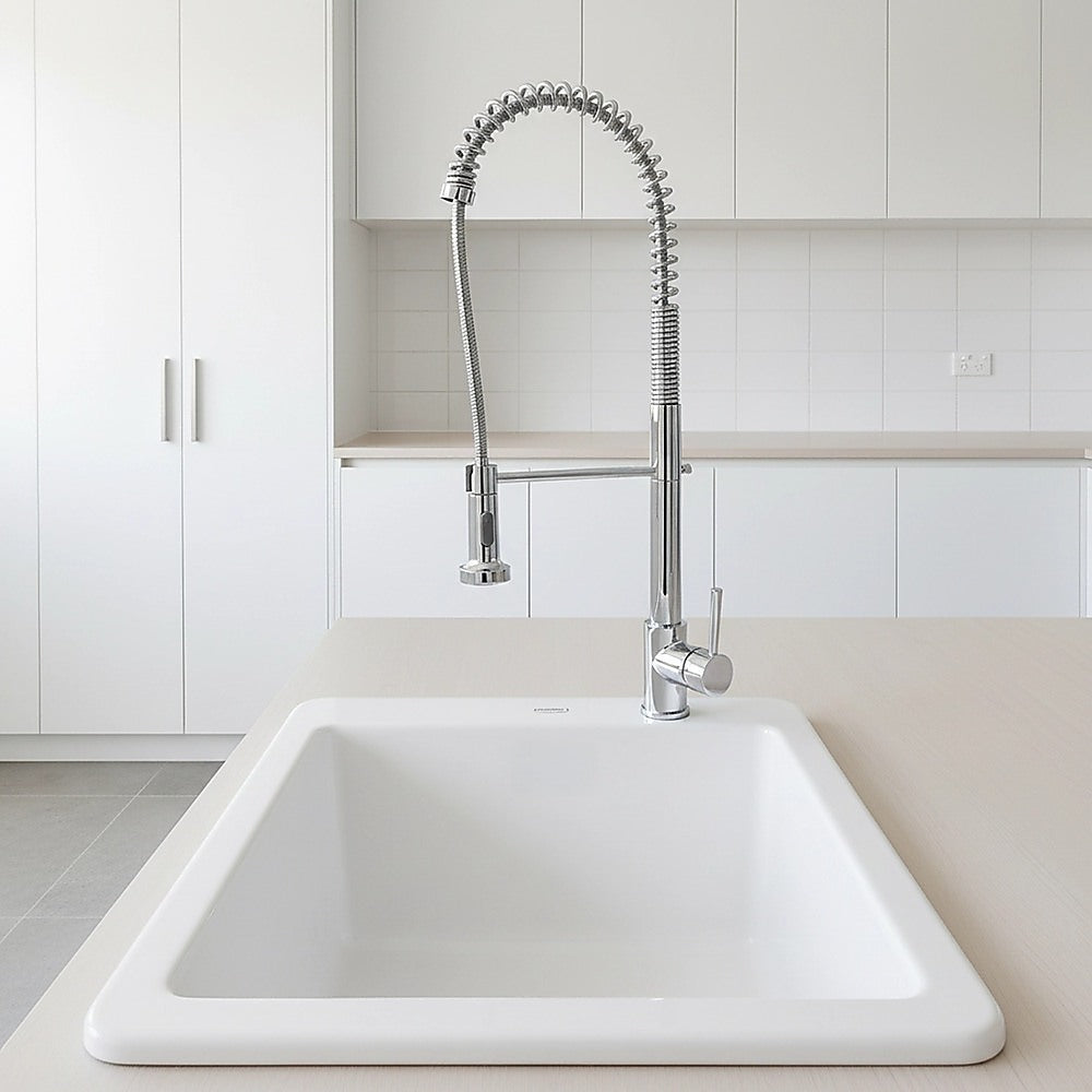 Solid brass pull out kitchen mixer tap in chrome