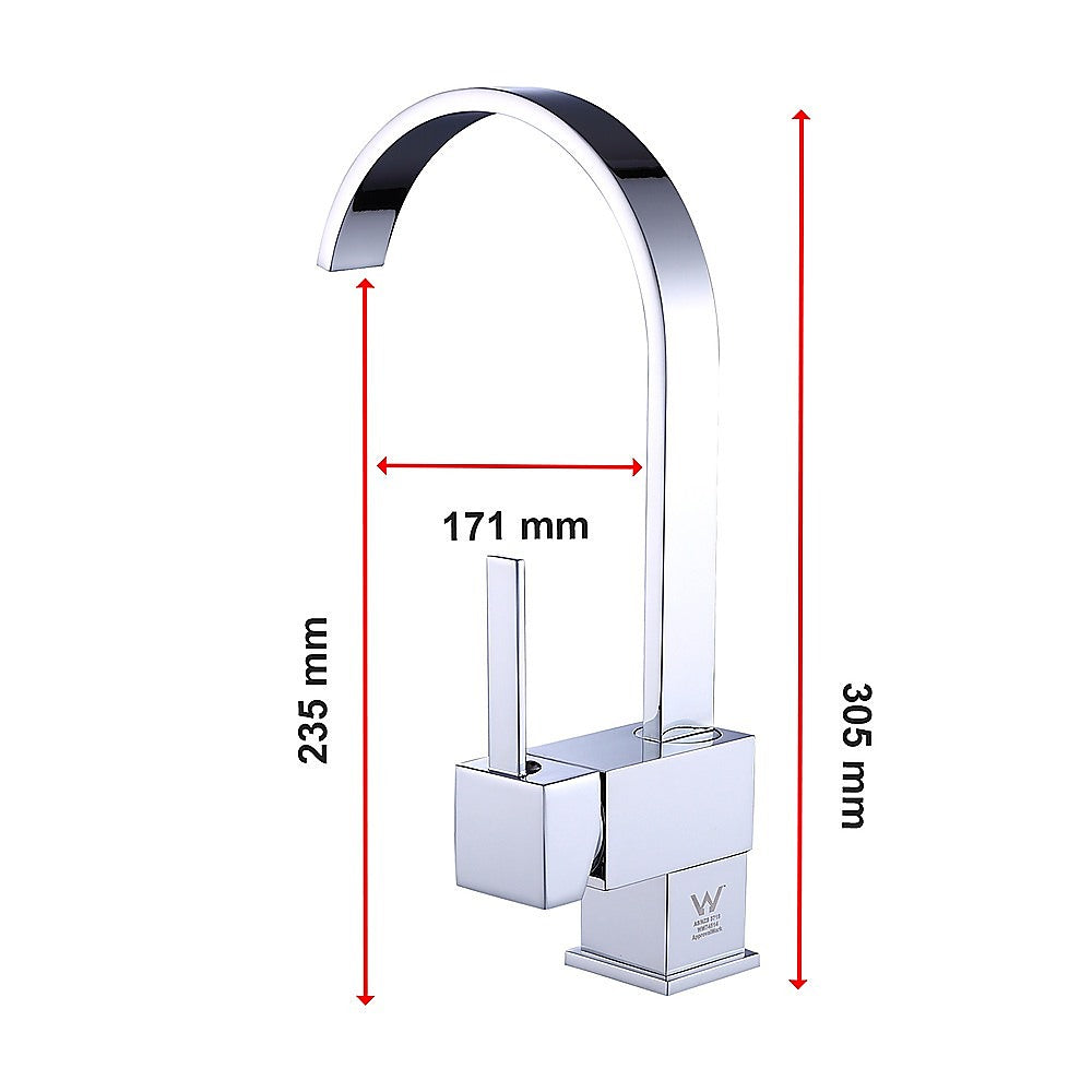 Curved Neck Kitchen Mixer Tap, Chrome