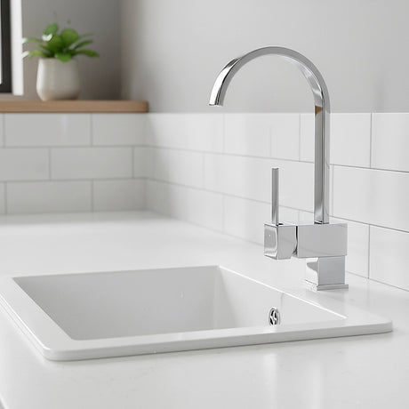 Curved Neck Kitchen Mixer Tap, Chrome