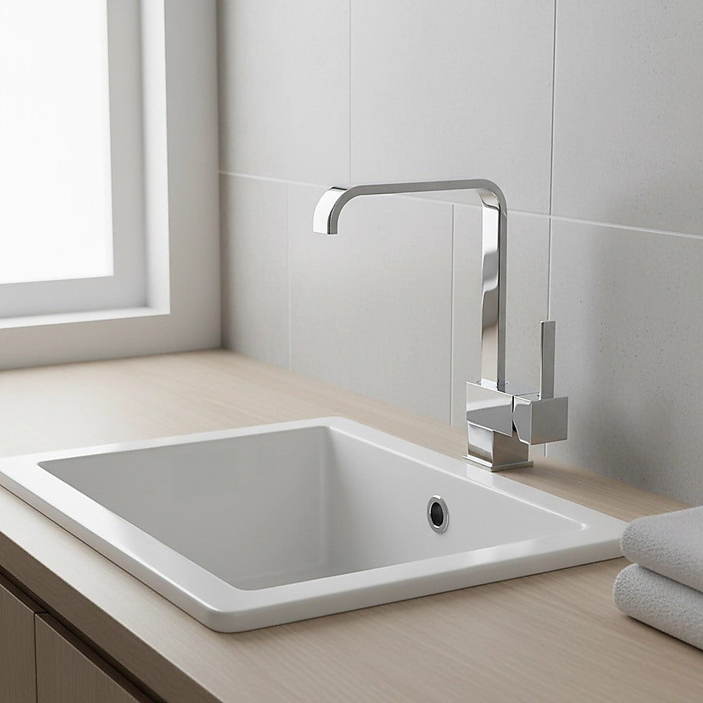 Angled Neck Kitchen Mixer Tap, Chrome